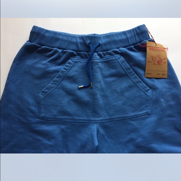 New True Religion Men True Circle Sweat Shorts Large Light Blue - Picture 7 of 10